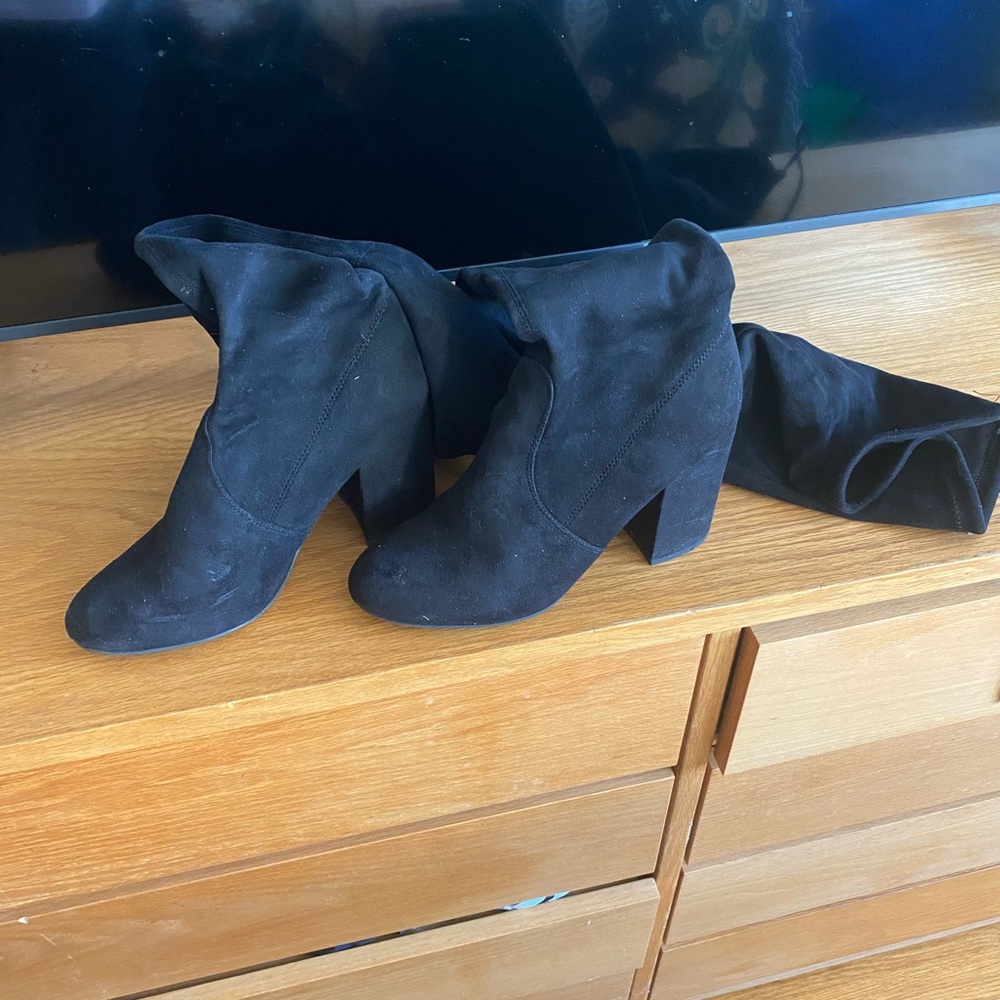 Over the knee suede boots